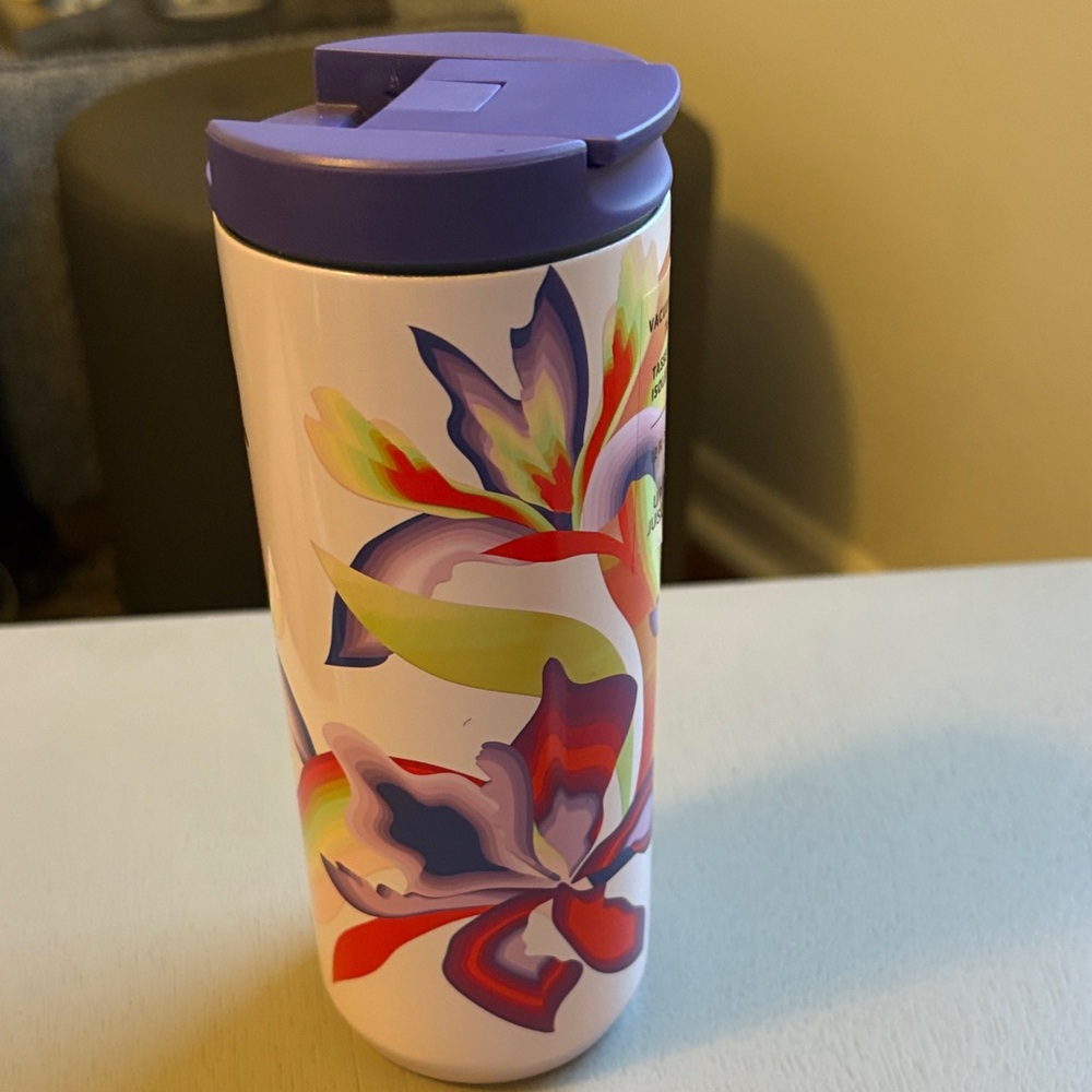 NWT Starbucks Vacuum Insulated Stainless Steel Winter Floral Tumbler  Sz: 12 OZ